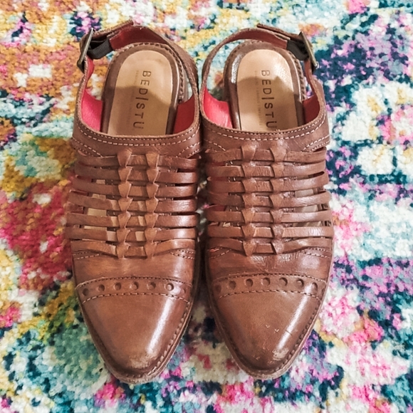 Bed Stu Shoes - Bedstu Kennya Brown Leather Pointy Toe Flats